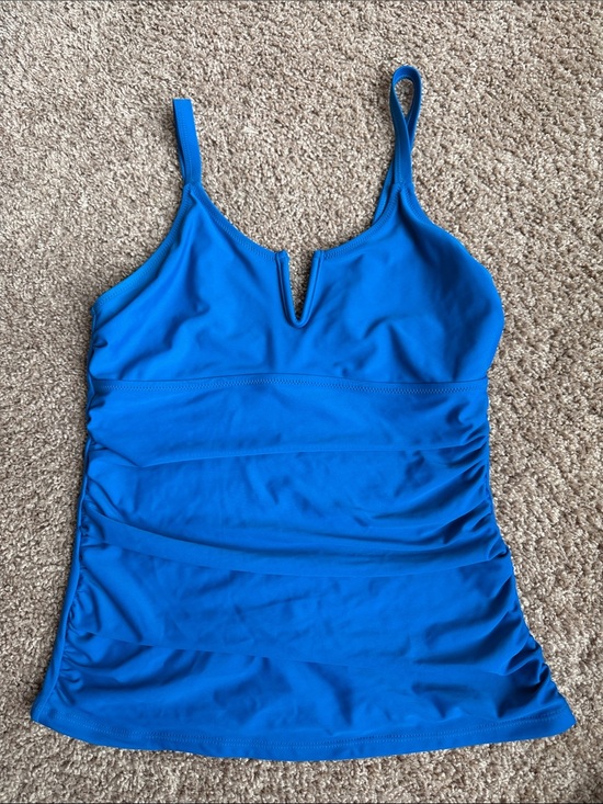 Beachsissi Tops - Women’s Electric Blue V-Notch Camisole Swim Top